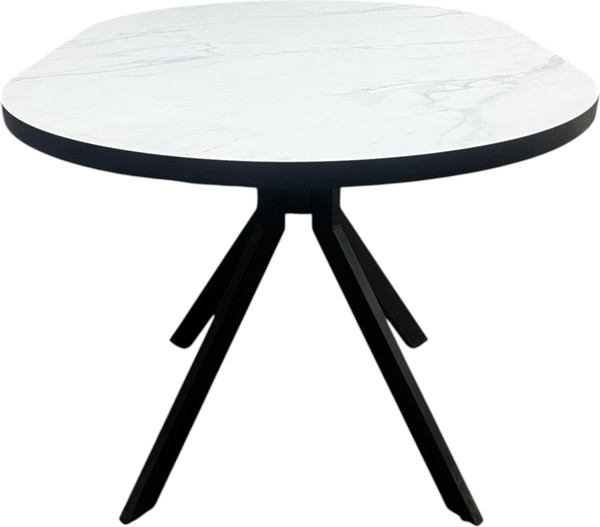 Изображение товара Обеденный стол Васанти Плюс Дорн-1 110/150x70  (мрамор кристалл/черный/каркас черный)