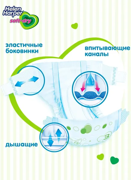 Изображение товара Подгузники детские Helen Harper Soft & Dry Midi (72шт)