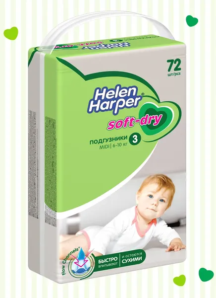 Изображение товара Подгузники детские Helen Harper Soft & Dry Midi (72шт)