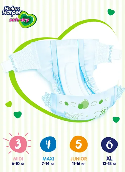 Изображение товара Подгузники детские Helen Harper Soft & Dry Midi (72шт)