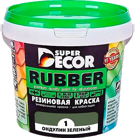 Изображение товара Краска Super Decor Резиновая №01 Ондулин зеленый (6кг)