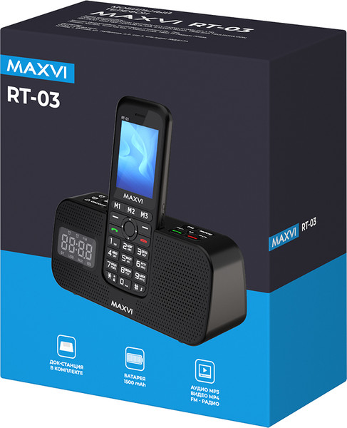 Изображение товара Мобильный телефон Maxvi RT-03 с док-станцией (черный)