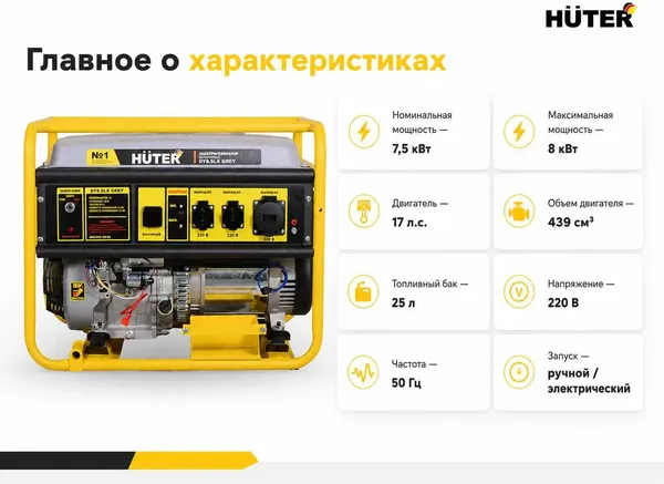 Изображение товара Инверторный генератор Huter Grey DY9.5LX (64/1/140)