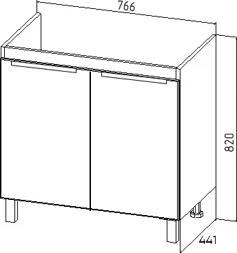 Изображение товара Тумба с умывальником Viant Берлин VBER80MDBEL-T2ST + S-UM-MOD80/1