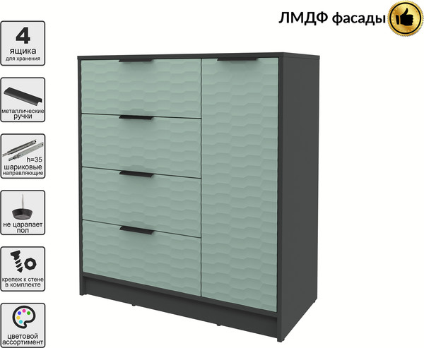 Изображение товара Тумба Interline Концепт Зодиак КТ-Т90 (антрацит/мята)