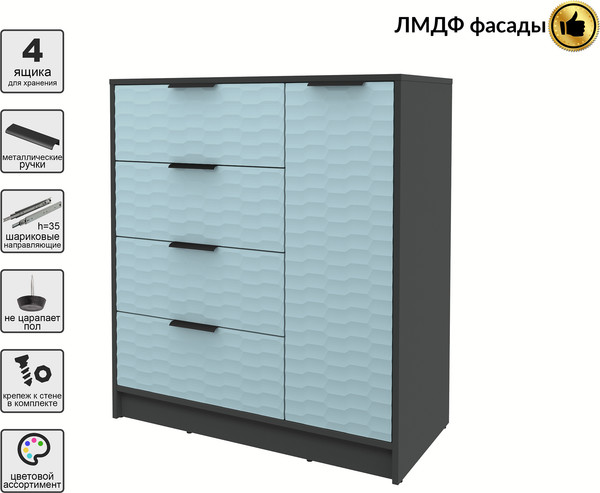 Изображение товара Тумба Interline Концепт Зодиак КТ-Т90 (антрацит/океан)