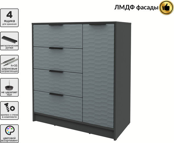 Изображение товара Тумба Interline Концепт Зодиак КТ-Т90 (антрацит/серый)