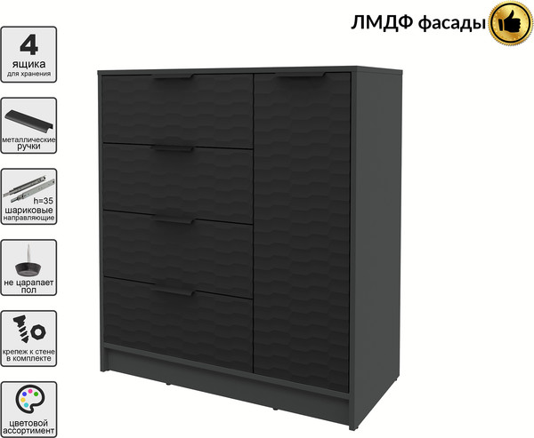 Изображение товара Тумба Interline Концепт Зодиак КТ-Т90 (антрацит/черный)