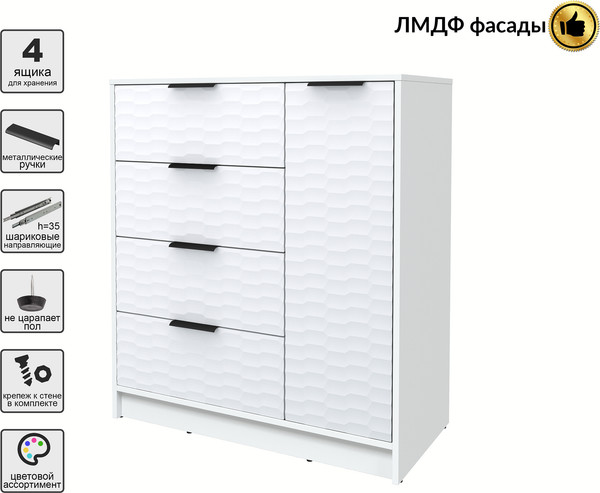 Изображение товара Тумба Interline Концепт Зодиак КТ-Т90 (белый платинум/белый)