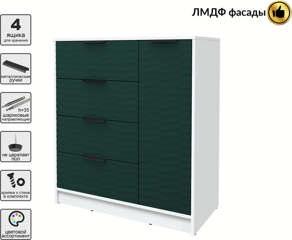 Изображение товара Тумба Interline Концепт Зодиак КТ-Т90 (белый платинум/изумруд)