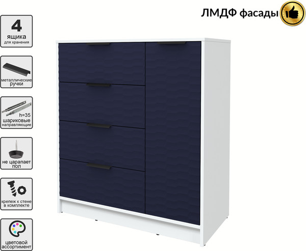 Изображение товара Тумба Interline Концепт Зодиак КТ-Т90 (белый платинум/индиго)