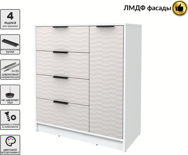 Изображение товара Тумба Interline Концепт Зодиак КТ-Т90 (белый платинум/кашемир)