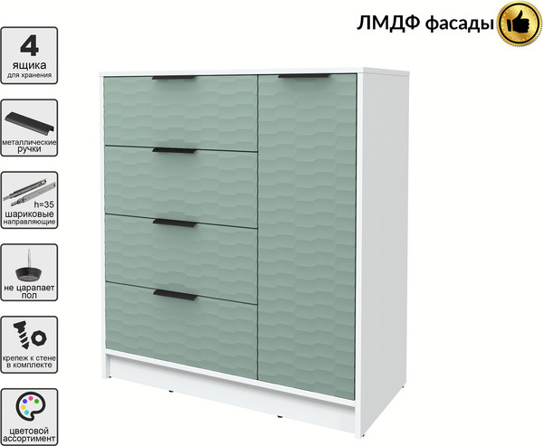 Изображение товара Тумба Interline Концепт Зодиак КТ-Т90 (белый платинум/мята)