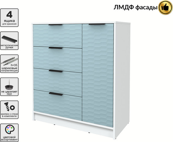Изображение товара Тумба Interline Концепт Зодиак КТ-Т90 (белый платинум/океан)