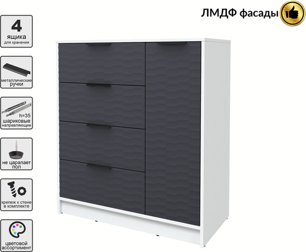 Изображение товара Тумба Interline Концепт Зодиак КТ-Т90 (белый платинум/пепел)