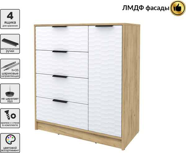 Изображение товара Тумба Interline Концепт Зодиак КТ-Т90 (дуб золотой/белый)