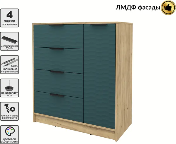 Изображение товара Тумба Interline Концепт Зодиак КТ-Т90 (дуб золотой/верде)