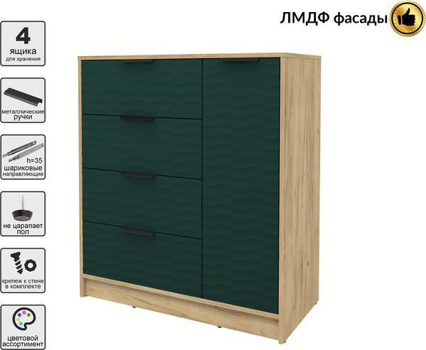 Изображение товара Тумба Interline Концепт Зодиак КТ-Т90 (дуб золотой/изумруд)