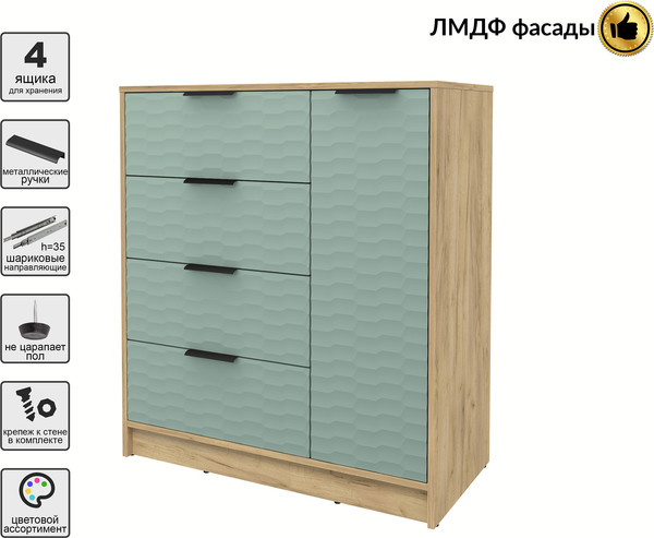 Изображение товара Тумба Interline Концепт Зодиак КТ-Т90 (дуб золотой/мята)