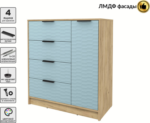 Изображение товара Тумба Interline Концепт Зодиак КТ-Т90 (дуб золотой/океан)