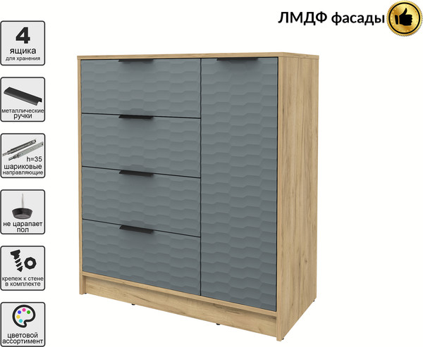 Изображение товара Тумба Interline Концепт Зодиак КТ-Т90 (дуб золотой/серый)