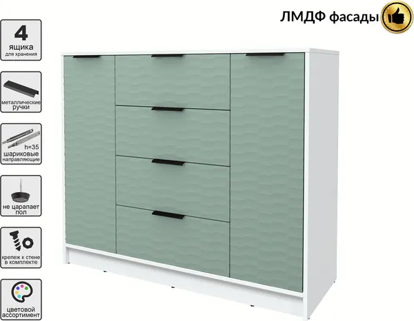Изображение товара Тумба Interline Концепт Зодиак КТ-Т120 (белый платинум/мята)