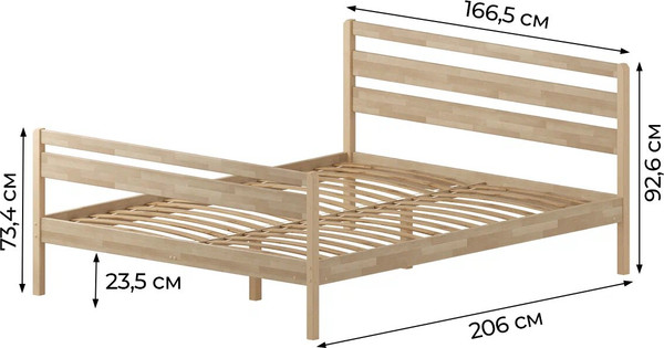 Изображение товара Двуспальная кровать Домаклево Лето 160x200+В3+Н3 (натуральный)