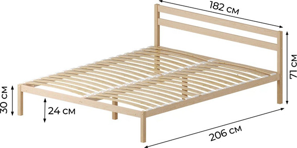 Изображение товара Двуспальная кровать Домаклево  Акация 180x200+С1+С2 (натуральный)