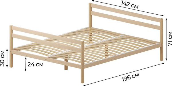 Изображение товара Полуторная кровать Домаклево Акация 140x190+С1+С1 (натуральный)