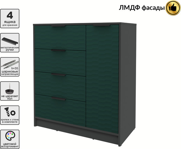 Изображение товара Тумба Interline Концепт Зодиак КТ-Т90 (антрацит/изумруд)
