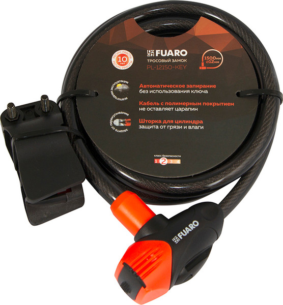 Изображение товара Велозамок Fuaro PL-BIKE-12150-KEY 12х1500 3 perfo key / PL-12150-KEY