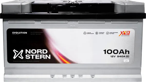 Изображение товара Автомобильный аккумулятор Nord Stern Evolution R+ / NS1000S (100 А/ч)