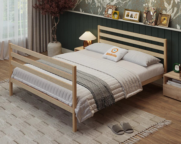 Изображение товара Двуспальная кровать Домаклево Акация 180x200+С3+С3 (натуральный)