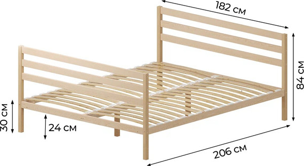 Изображение товара Двуспальная кровать Домаклево Акация 180x200+С3+С3 (натуральный)