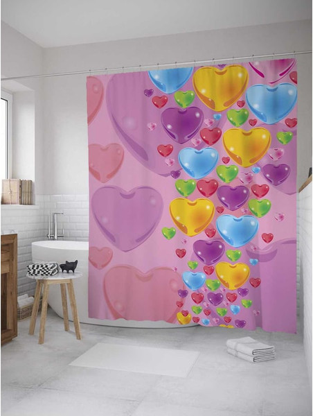 Изображение товара Шторка-занавеска для ванны JoyArty Радужные сердца / sc_11952