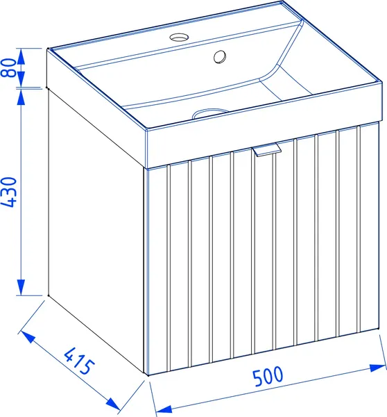 Изображение товара Тумба с умывальником Lauter Melisa 50 + 21652 (серо-зеленый п/мат, три ручки в комплекте + столешница из цельного дуба Melisa 50)
