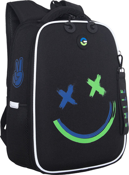 Изображение товара Школьный рюкзак Grizzly RAw-695-9 (черный/салатовый)