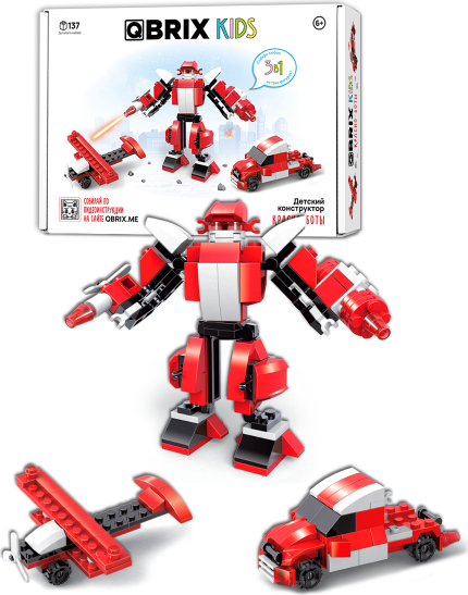 Изображение товара Конструктор QBRIX Красно-Боты 3в1 / 32104