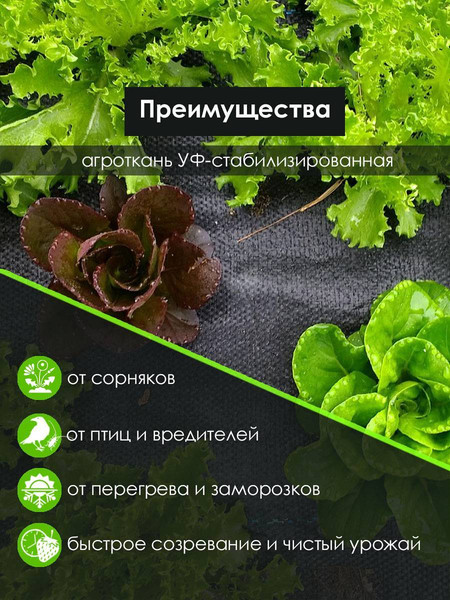 Изображение товара Укрывной материал GreenTerra Агроткань ПП 110 UV 100г/м2 (10м, черный)