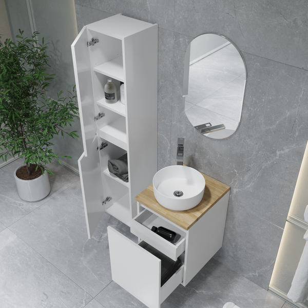 Изображение товара Тумба с умывальником Lauter Mia 40 + 21499-31 (белый глянец + столешница из цельного дуба Mia 40)