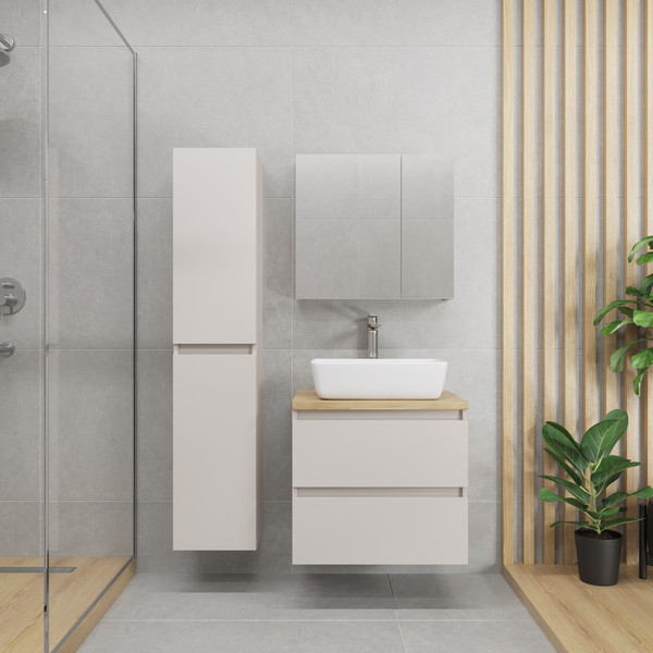 Изображение товара Тумба с умывальником Lauter Mia 60 + 21674A (кашемир + столешница из цельного дуба Mia 60)