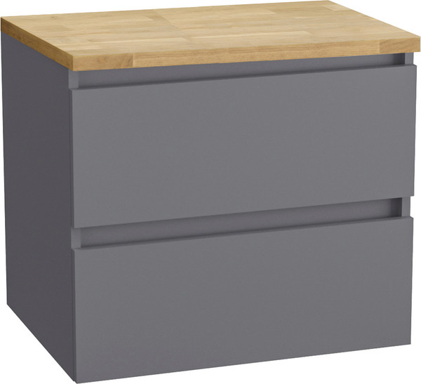 Изображение товара Тумба с умывальником Lauter Mia 60 + 21674A (графит + столешница из цельного дуба Mia 60)