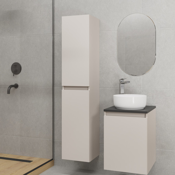 Изображение товара Тумба с умывальником Lauter Mia 40 + 21499-31 (кашемир + столешница текстура камня, черный Mia 40)