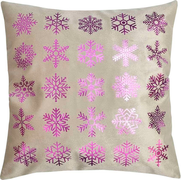Изображение товара Наволочка декоративная MATEX Xmas Snowflakes / 39-020 (кофейный/розовый/светло-бежевый)