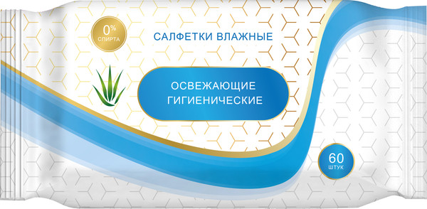 Изображение товара Влажные салфетки No Brand Освежающие с ароматом Алоэ и зеленый чай (60шт)