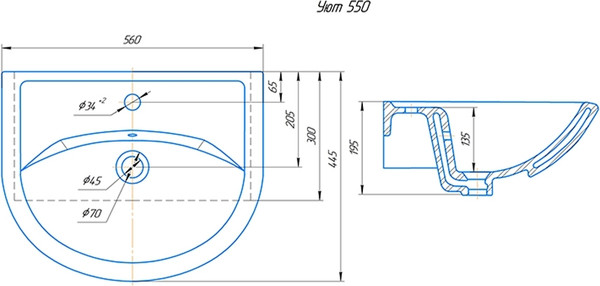 Изображение товара Тумба с умывальником Saniteco Amalia S0105T + Уют 55