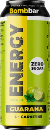 Изображение товара Энергетический напиток Bombbar С Гуараной и L-Карнитином (лайм/мята, 12x450мл)