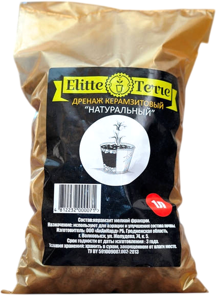 Изображение товара Дренаж для растений Elitte Terre Керамзитовый 10-20мм (1л)