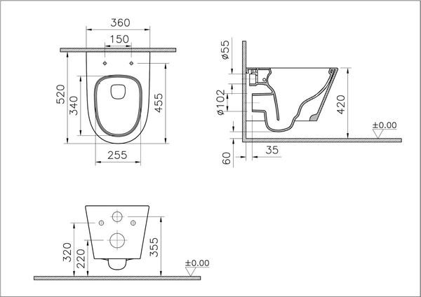 Изображение товара Унитаз подвесной VitrA M50 Tornado VortexFlush / 8302B003-6404