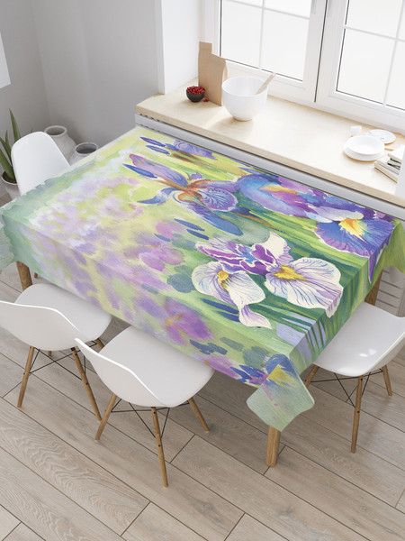 Изображение товара Скатерть JoyArty Акварельные ирисы / tc_103200 (120x145)
